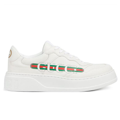 Giày Gucci Chunky Sneaker White Demetra Logo Gucci Web Print Trắng