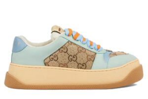 Giày Gucci Double Screener Woven Trainers Camel And Ebony Canvas