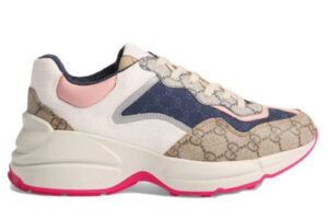 Giày Gucci GG Rhyton sneaker Pink leather and GG Canvas
