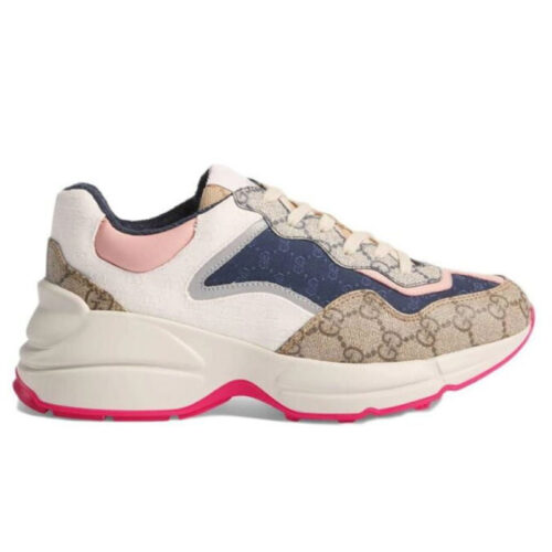 Giày Gucci GG Rhyton sneaker Pink leather and GG Canvas