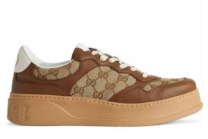 Giày Gucci GG Sneaker Brown leather họa tiết Orignal GG canvas