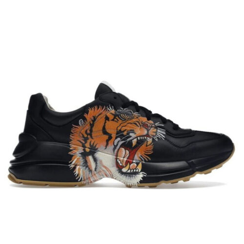 Giày Gucci Rhyton Tiger Print Black Leather