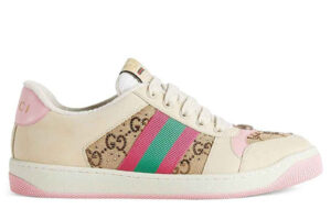 Giày Gucci Screener GG Beige And Ebony Canvas With Crystals
