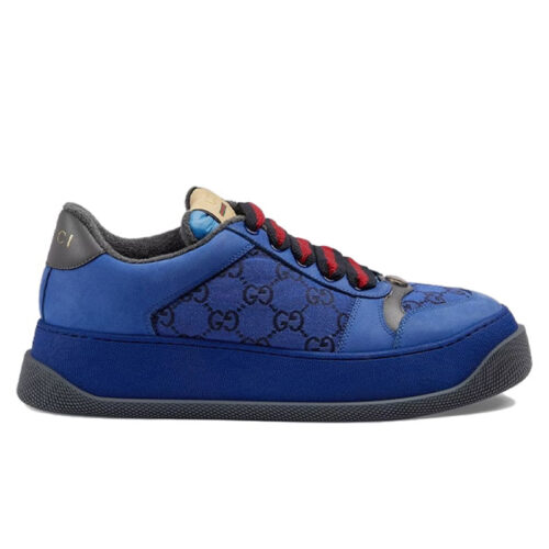 Giày Gucci Screener GG Blue Suede Trim Canvas