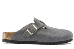 Dép Birkenstock Boston Soft Footbed Suede Dark Grey Xám Xi Măng