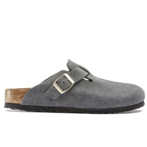 Dép Birkenstock Boston Soft Footbed Suede Dark Grey Xám Xi Măng