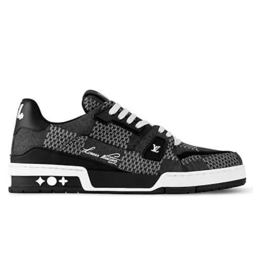 Giày Louis Vuitton LV Trainer #54 Denim Damier Black Best Quality