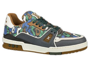 Giày Louis Vuitton Lv Trainer #54 Khaki Green Camouflage Printed Canvas Best Quality