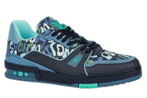 Giày Louis Vuitton Lv Trainer #54 Navy Blue Camouflage Printed Canvas Best Quality