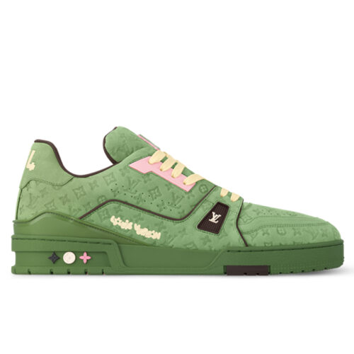 Giày Louis Vuitton LV Trainer #54 Nubuck Calf Leather Monogram Green Best Quality