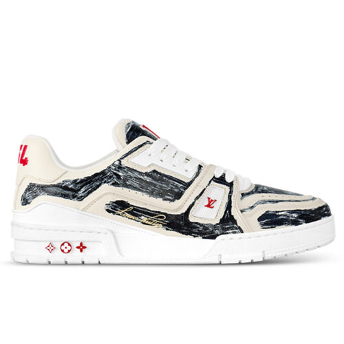 Giày Louis Vuitton LV Trainer #54 Printed Calf Leather Black Best Quality