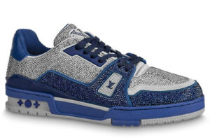 Giày Louis Vuitton Lv Trainer #54 Signature Navy Blue Strass Best Quality