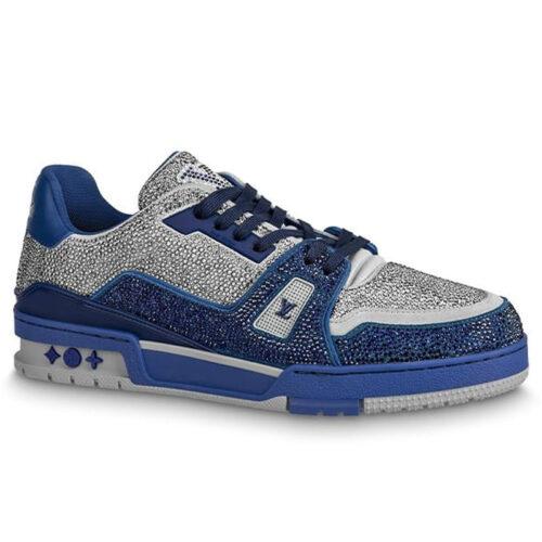 Giày Louis Vuitton Lv Trainer #54 Signature Navy Blue Strass Best Quality