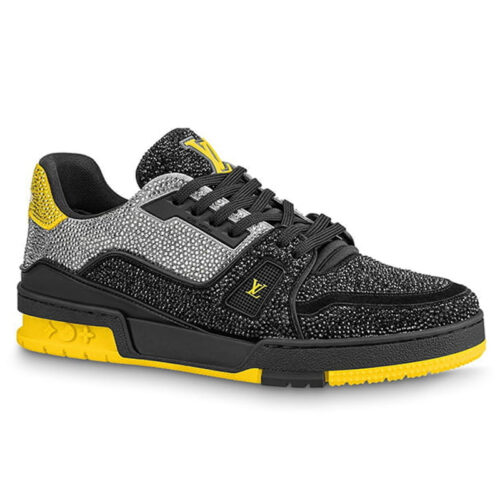 Giày Louis Vuitton Lv Trainer #54 Signature Yellow Black Crystal Best Quality