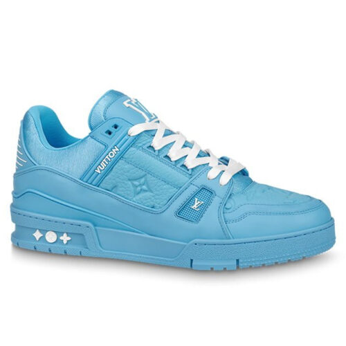 Giày Louis Vuitton LV Trainer Blue Leather Monogram Best Quality