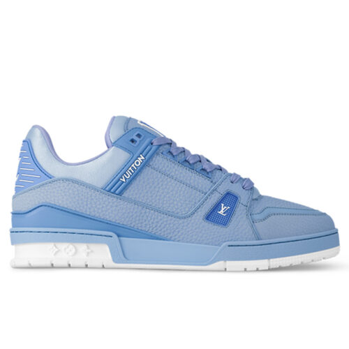 Giày Louis Vuitton LV Trainer Grained Calf Leather Blue Best Quality