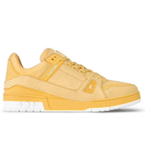 Giày Louis Vuitton LV Trainer Grained Calf Leather Yellow Best Quality