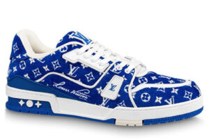 Giày Louis Vuitton LV Trainer Monogram Blue Fabric Best Quality