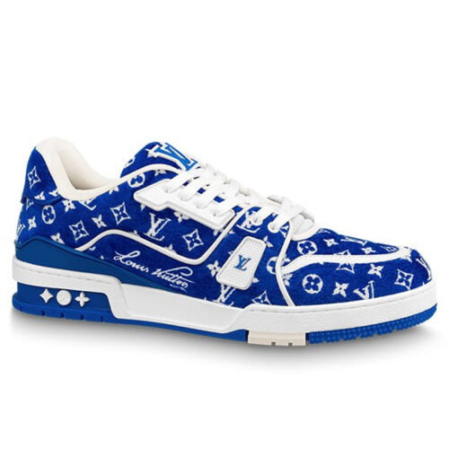 Giày Louis Vuitton LV Trainer Monogram Blue Fabric Best Quality