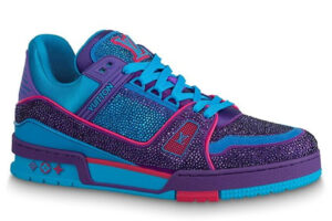Giày Louis Vuitton LV Trainer Monogram Blue Strass Best Quality
