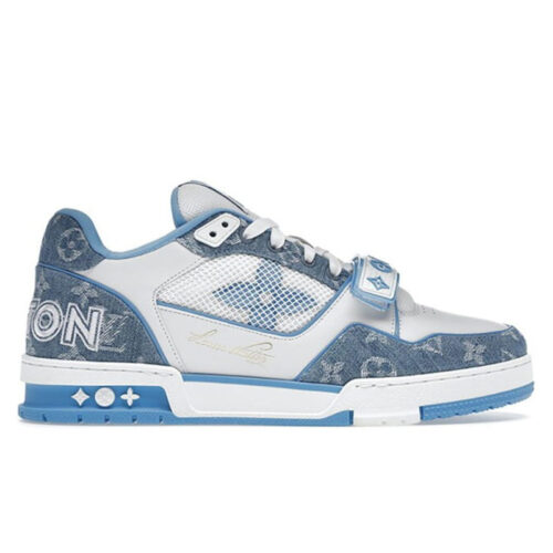 Giày Louis Vuitton Lv Trainer Monogram Denim Blue quai Velcro Best Quality