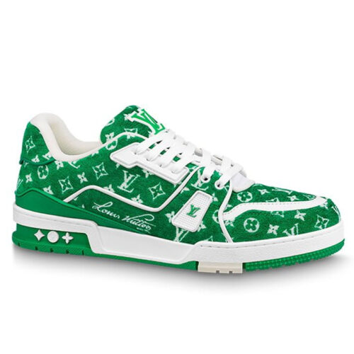Giày Louis Vuitton LV Trainer Monogram Green Fabric Best Quality