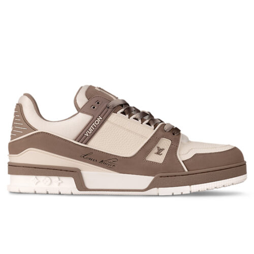 Giày Louis Vuitton LV Trainer Nubuck Calf Leather Taupe Brown Best Quality
