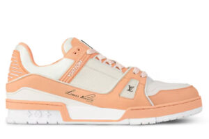 Giày Louis Vuitton LV Trainer Nubuck Calf Leather Taupe Orange Best Quality