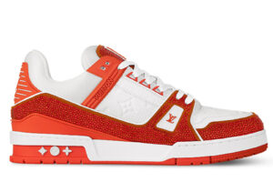 Giày Louis Vuitton LV Trainer Swarovski Crystals Orange Best Quality