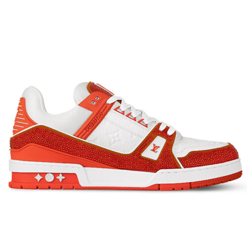 Giày Louis Vuitton LV Trainer Swarovski Crystals Orange Best Quality