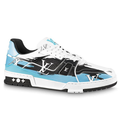 Giày Louis Vuitton LV Trainer#54 Graphic Print White Black Blue Best Quality