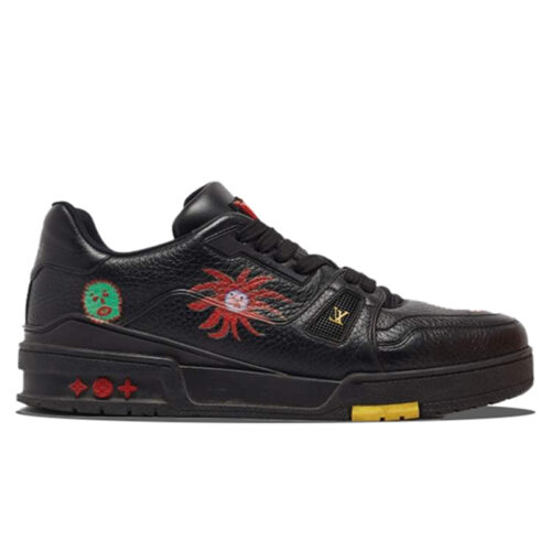 Giày Louis Vuitton x Yayoi Kusama LV Trainer Black Leather Best Quality