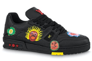 Giày Louis Vuitton x Yayoi Kusama Trainer Black Print Best Quality