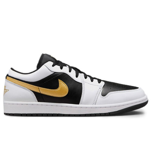 Giày Nike Air Jordan 1 Low White Black Metallic Gold Swoosh Best Quality